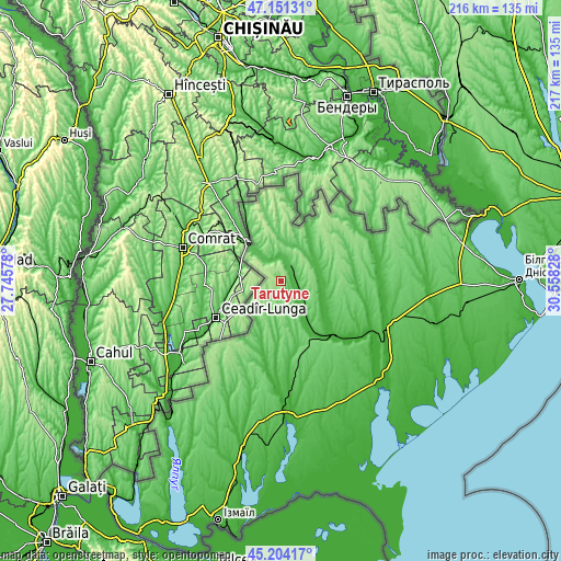 Topographic map of Tarutyne