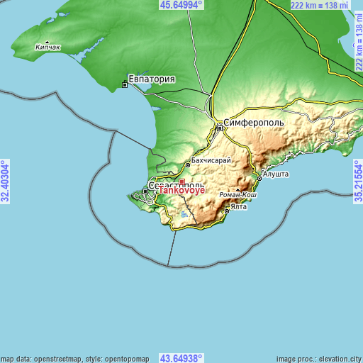 Topographic map of Tankovoye