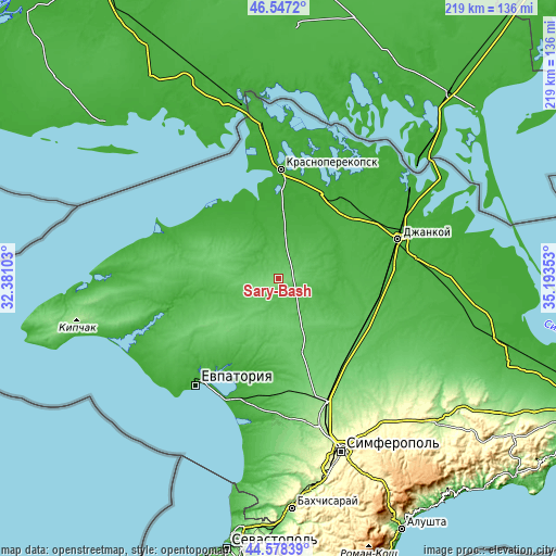 Topographic map of Sary-Bash