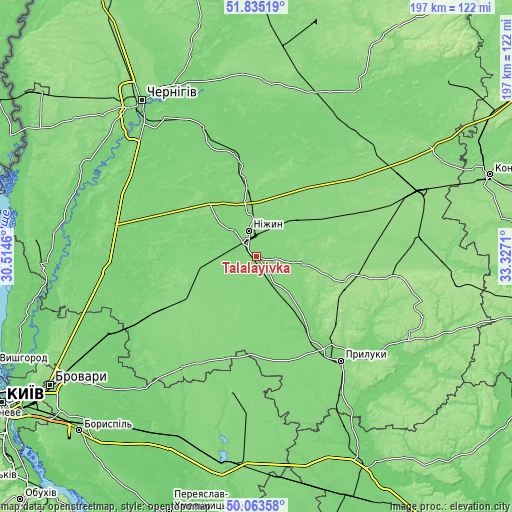 Topographic map of Talalayivka