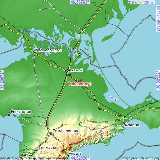 Topographic map of Tabachnoye