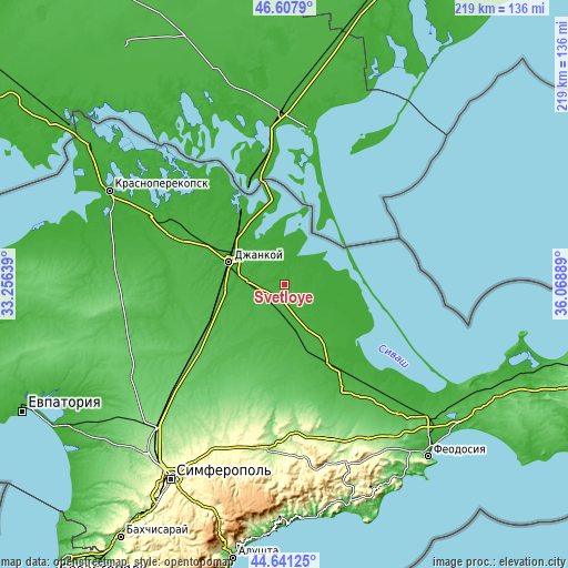 Topographic map of Svetloye