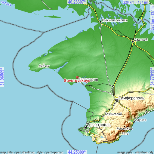 Topographic map of Suvorovskoye