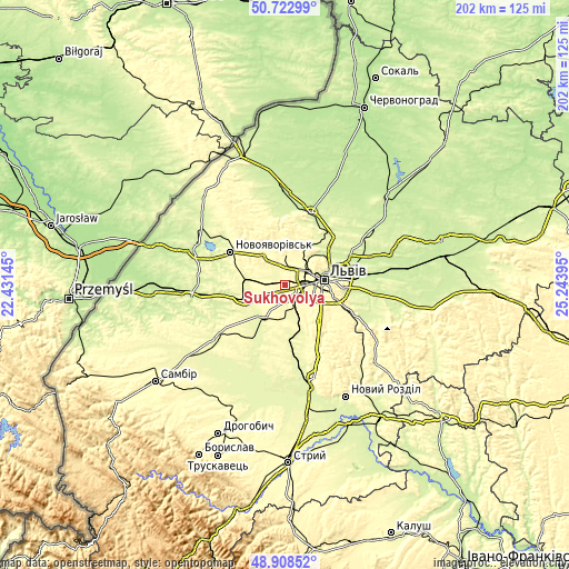 Topographic map of Sukhovolya