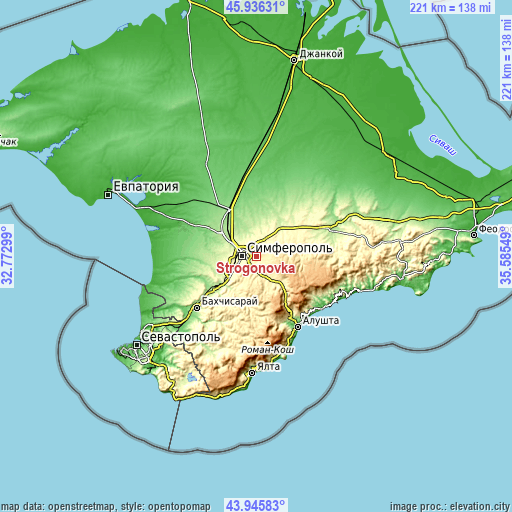 Topographic map of Strogonovka