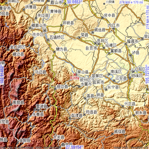 Topographic map of Xinfa