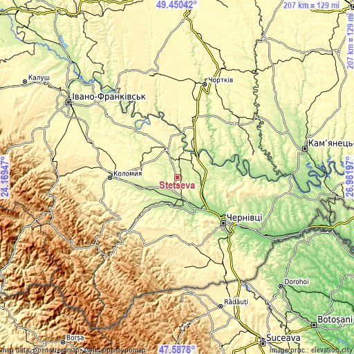 Topographic map of Stetseva