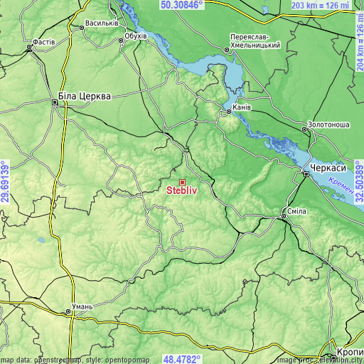 Topographic map of Stebliv