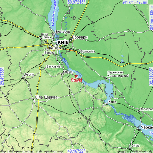 Topographic map of Stayki