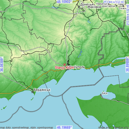 Topographic map of Staryy Krym