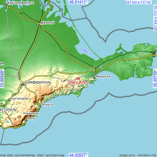 Topographic map of Stary Krym