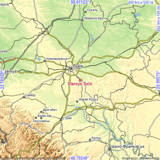 Topographic map of Staroye Selo