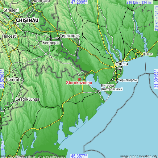 Topographic map of Starokozache