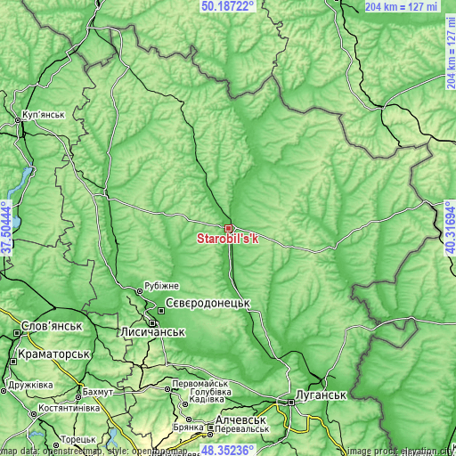 Topographic map of Starobil’s’k