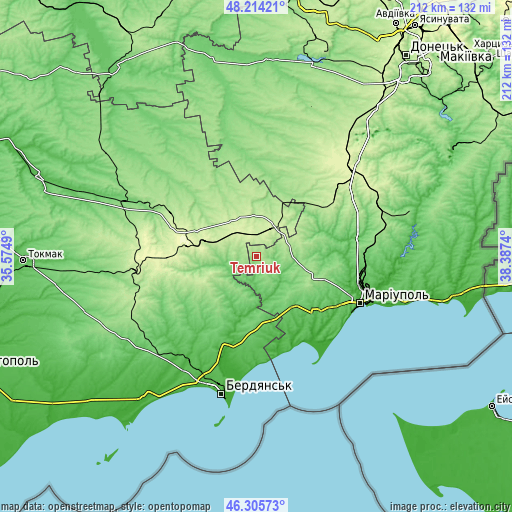 Topographic map of Temriuk