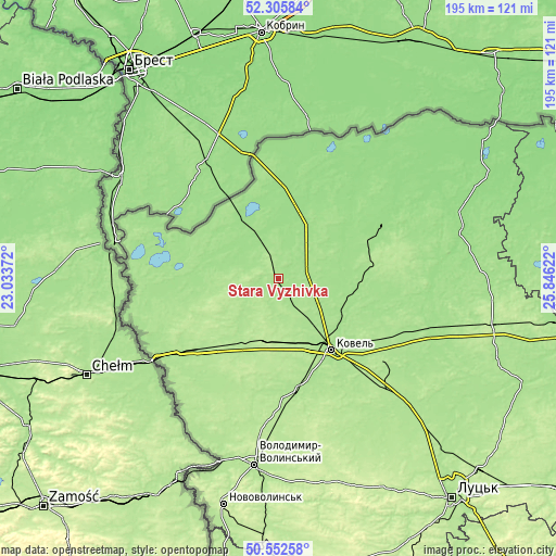 Topographic map of Stara Vyzhivka