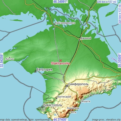 Topographic map of Stakhanovka