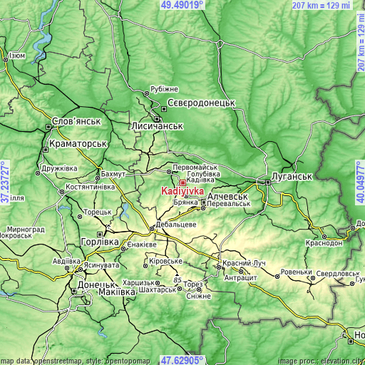 Topographic map of Kadiyivka