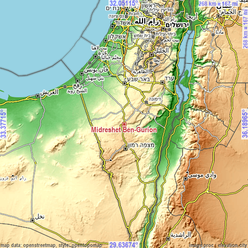 Topographic map of Midreshet Ben-Gurion