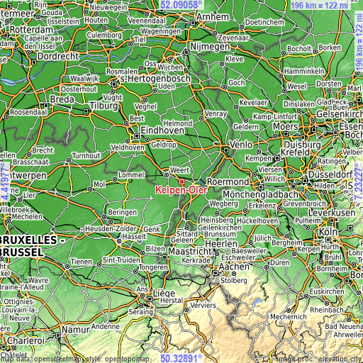 Topographic map of Kelpen-Oler