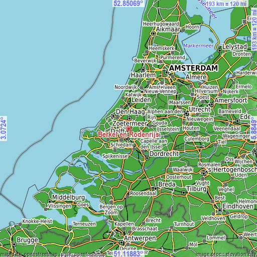 Topographic map of Berkel en Rodenrijs