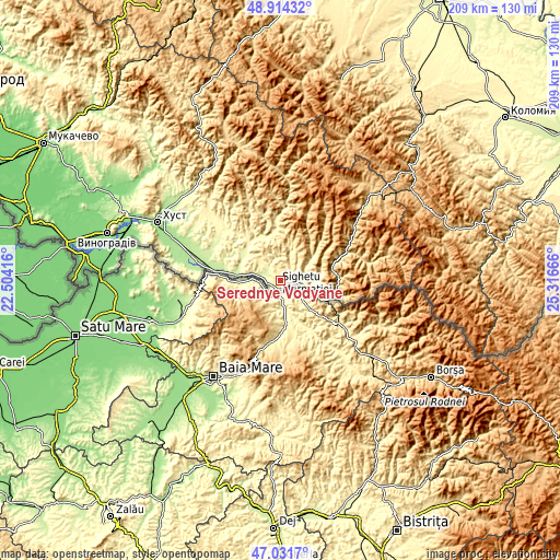 Topographic map of Serednye Vodyane