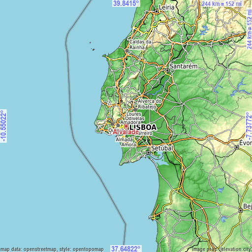 Topographic map of Alvalade