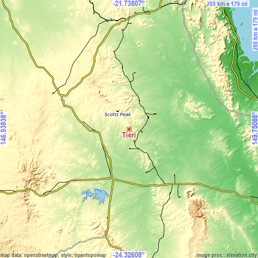 Topographic map of Tieri