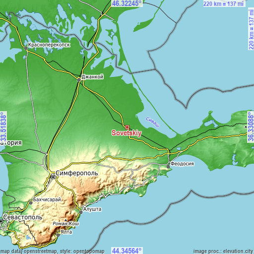 Topographic map of Sovetskiy