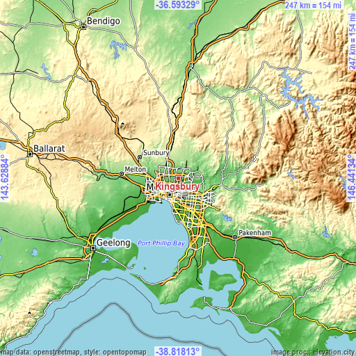 Topographic map of Kingsbury