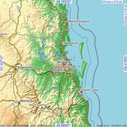 Topographic map of Kelvin Grove