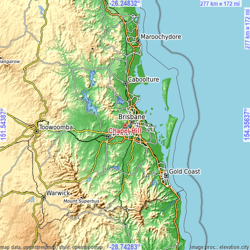 Topographic map of Chapel Hill