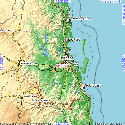 Topographic map of Kenmore