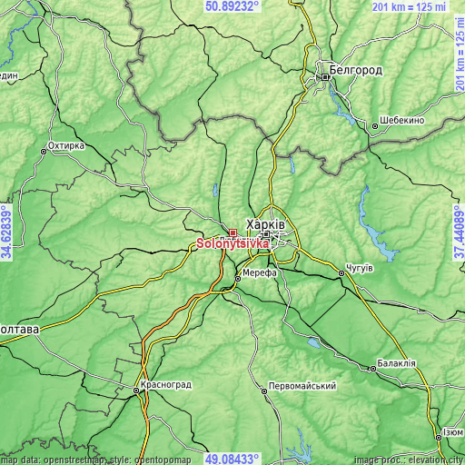 Topographic map of Solonytsivka