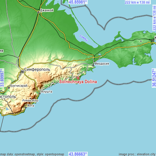 Topographic map of Solnechnaya Dolina