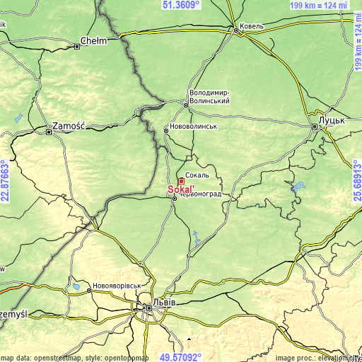 Topographic map of Sokal’