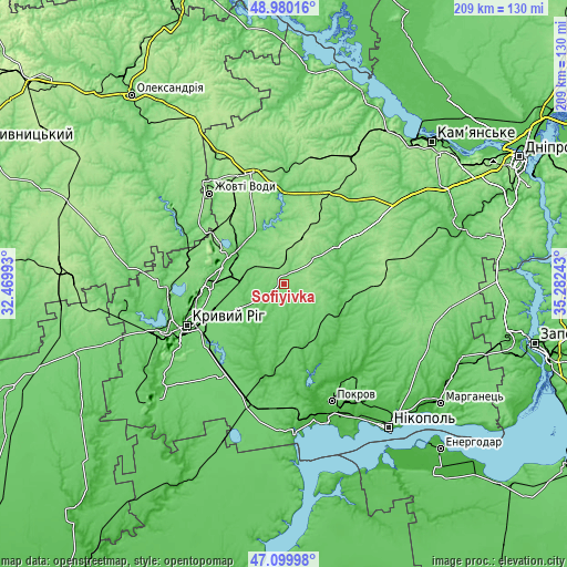 Topographic map of Sofiyivka