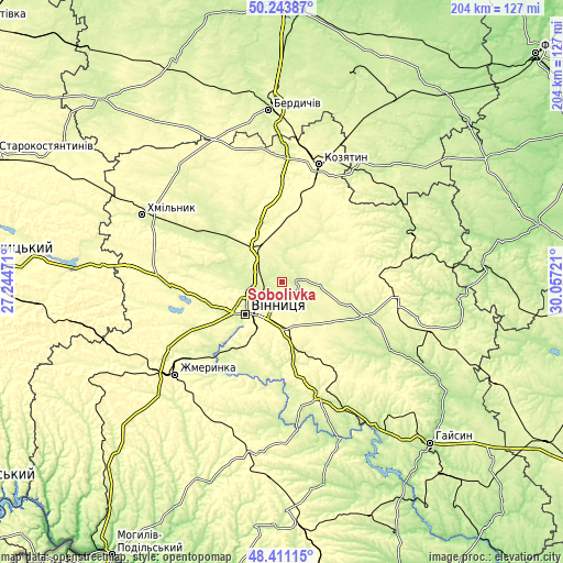 Topographic map of Sobolivka