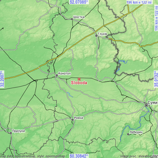 Topographic map of Sloboda