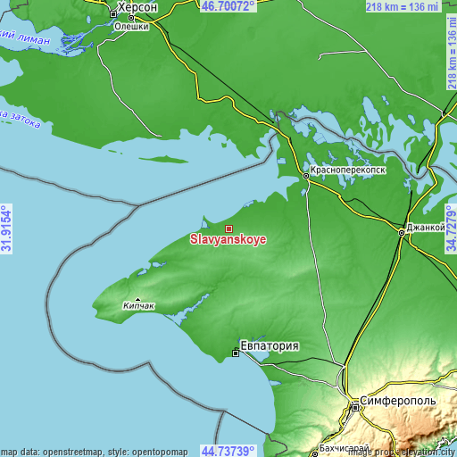 Topographic map of Slavyanskoye