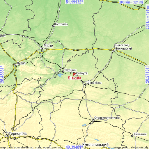 Topographic map of Slavuta