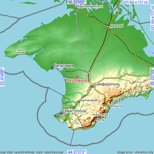 Topographic map of Skvortsovo