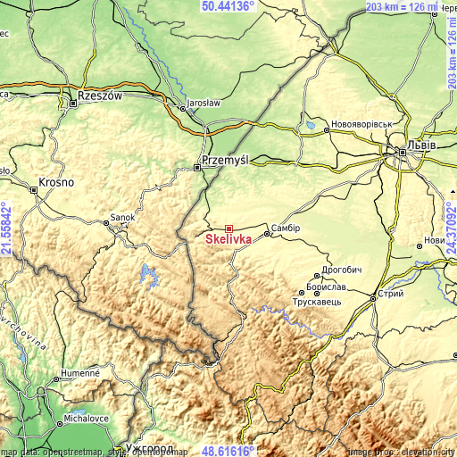 Topographic map of Skelivka