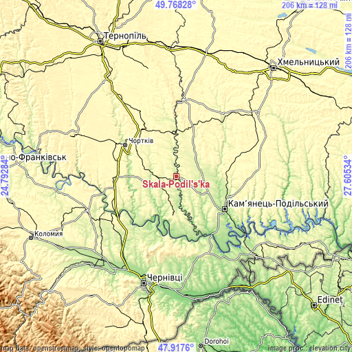 Topographic map of Skala-Podil’s’ka