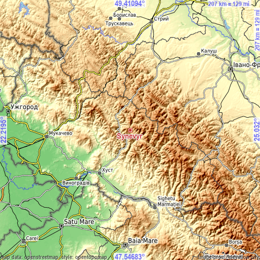 Topographic map of Synevyr