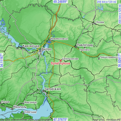 Topographic map of Synel’nykove