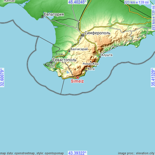 Topographic map of Simeiz