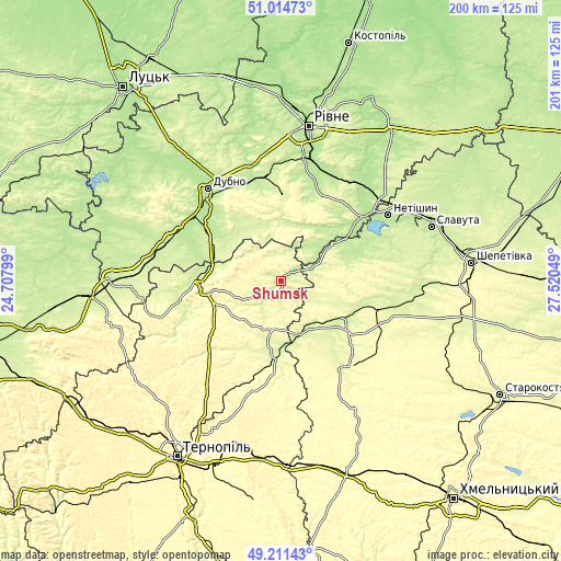 Topographic map of Shumsk