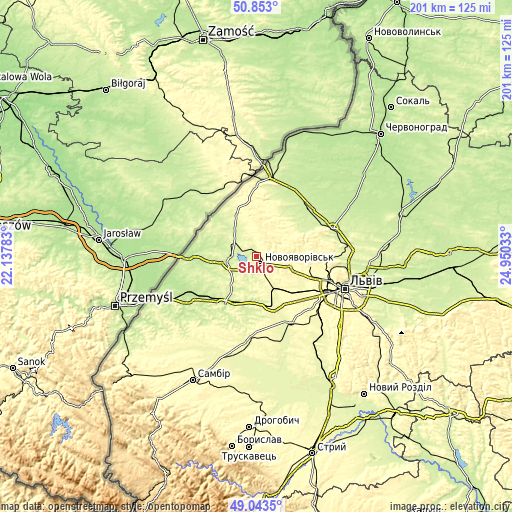 Topographic map of Shklo