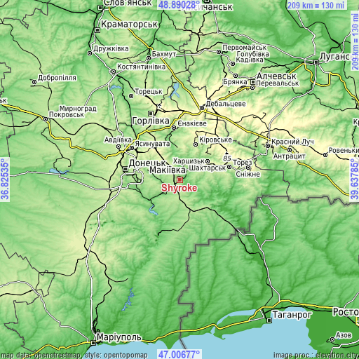 Topographic map of Shyroke